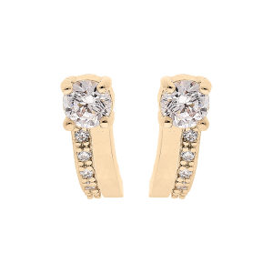 BOUCLES D'OREILLES TIGE PLAQUÉ OR OXYDES BLANCS SERTIS