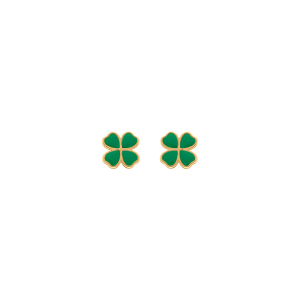 BOUCLES D'OREILLES TIGE PLAQUÉ OR TREFLE VERT