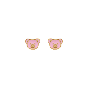 BOUCLES D'OREILLES TIGE PLAQUÉ OR OURSON ROSE