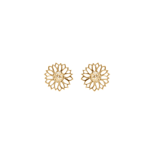 BOUCLES D'OREILLES TIGE PUCE PLAQUÉ OR FLEUR TOURNESOL