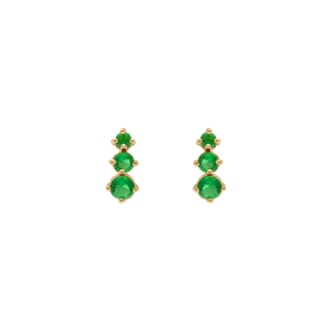 BOUCLES D'OREILLES TIGE PLAQUÉ OR 3 OXYDES VERT