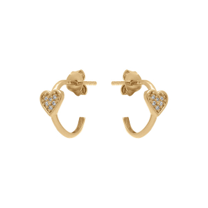 CRÉOLES PLAQUÉ OR 10MM COEURS OXYDES BLANCS