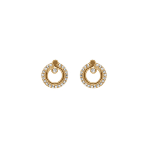 BOUCLES D'OREILLES TIGE PLAQUÉ OR CERCLES OXYDES BLANCS