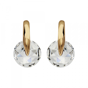 BOUCLES D'OREILLES TIGE PLAQUÉ OR RONDE PIERRE BLANCHE SYNTHETIQUE