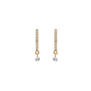 BOUCLES D'OREILLES TIGE PLAQUÉ OR PENDANTE BARETTE OXYDES BLANCS