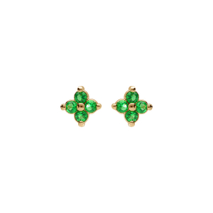 BOUCLES D'OREILLES TIGE PLAQUÉ OR FLEUR OXYDES VERT