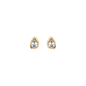 BOUCLES D'OREILLES TIGE PLAQUÉ OR GOUTTE OXYDE BLANC SERTI CLOS
