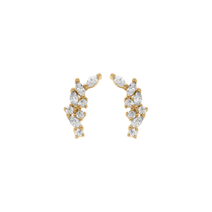 BOUCLES D'OREILLES TIGE PLAQUÉ OR OXYDES BLANCS