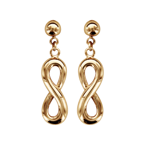BOUCLES D'OREILLES PLAQUÉ OR PENDANTE FORME HUIT (INFINI) LISSEE