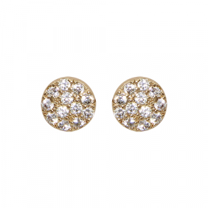 BOUCLES D'OREILLES TIGE PL.OR PASTILLE OXYDES BLANCS SERTIS