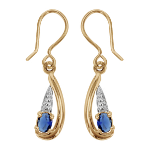 BOUCLES D'OREILLES PLAQUÉ OR CROCHET PENDANTE PIERRE BLEUE SYNTHETIQUE