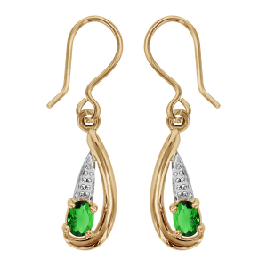 BOUCLES D'OREILLES PLAQUÉ OR CROCHET PENDANTE PIERRE VERTE SYNTHETIQUE