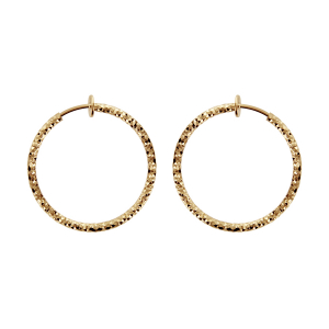 CRÉOLES PLAQUÉ OR TUBE DIAMANTEES 30MM SYSTEME CLIP