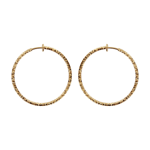 CRÉOLES PLAQUÉ OR TUBE DIAMANTEES 40MM SYSTEME CLIP