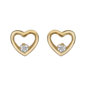 BOUCLES D'OREILLES PLAQUÉ OR COEUR AJOURE AVEC OXYDE BLANC