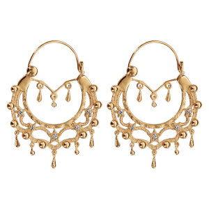 CRÉOLES ETHNIQUES PLAQUÉ OR CRISTAL BLANC DIAM 33MM