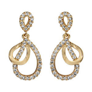 BOUCLES D'OREILLES TIGE PLAQUÉ OR OXYDES BLANCS SERTIS