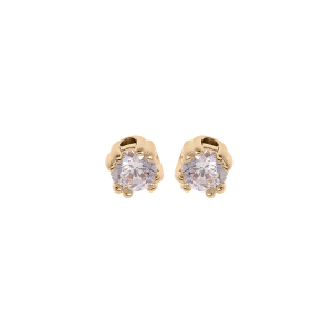 BOUCLES D'OREILLES TIGE PLAQUÉ OR OXYDE 4MM BLANC SERTI 8 GRIFFES