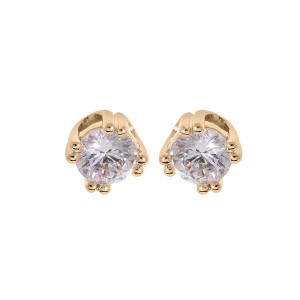 BOUCLES D'OREILLES TIGE PLAQUÉ OR OXYDE 6MM BLANC SERTI 8 GRIFFES
