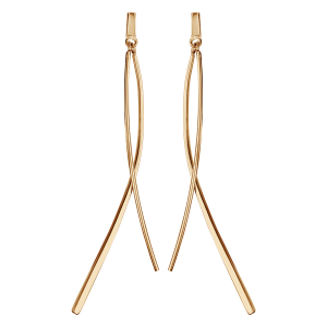 BOUCLES D'OREILLES TIGE PLAQUÉ OR PENDANTE 2 BAGUETTES LISSES