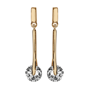 BOUCLES D'OREILLES TIGE  PLAQUÉ OR PENDANTE OXYDE BLANC