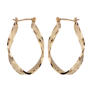 BOUCLES D'OREILLES CRÉOLES PLAQUÉ OR TORSADE GRANITE