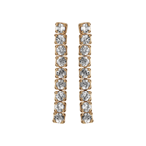 BOUCLES D'OREILLES TIGE PLAQUÉ OR BAGUETTE OXYDES BLANCS