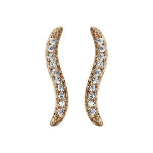 BOUCLES D'OREILLES TIGE PLAQUÉ OR FEUILLE PAVE OXYDES BLANCS