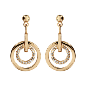 BOUCLES D'OREILLES TIGE PLAQUÉ OR 1 ANNEAU LISSE ET 1 ANNEAU OXYDE