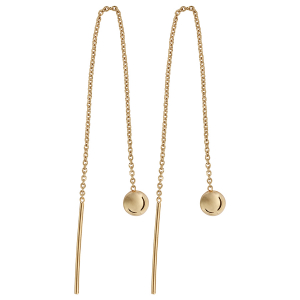 BOUCLES D'OREILLES TIGE PLAQUÉ OR BOULE AVEC CHAINETTE