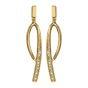 BOUCLES D'OREILLES TIGE PLAQUÉ OR OXYDES BLANCS SERTIS