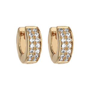 BOUCLES D'OREILLES TIGE PLAQUÉ OR CREOLE OXYDES BLANCS SERTIS