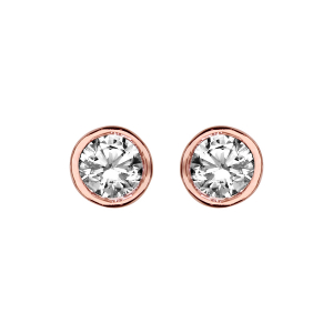 BOUCLES D'OREILLES TIGE PLO OR ROSE OXYDE 4MM SERTI CLOS