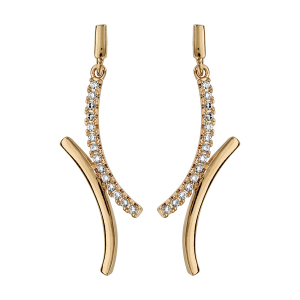 BOUCLES D'OREILLES TIGE PLAQUÉ OR CROISE OXYDES BLANCS SERTIS