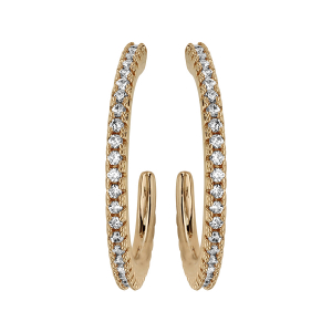 BOUCLES D'OREILLES TIGE PLAQUÉ OR CREOLE OXYDES BLANCS DIAM 20MM