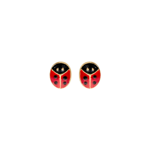 BOUCLES D'OREILLES TIGE PLAQUÉ OR PUCE COCCINELLE