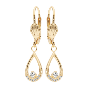 BOUCLES D'OREILLES PLAQUÉ OR DORMEUSE OXYDE BLANCS SERTIS