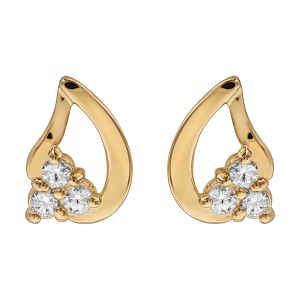 BOUCLES D'OREILLES PLAQUÉ OR GOUTTE 3 OXYDES BLANCS SERTIS
