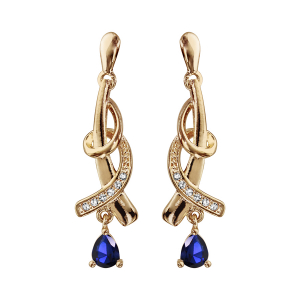 BOUCLES D'OREILLES TIGE PLAQUÉ OR PIERRE BLEU FONCE