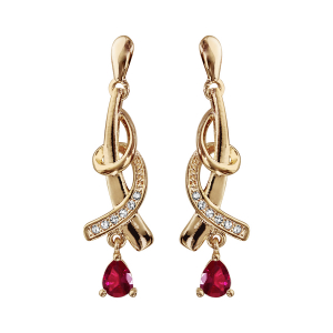 BOUCLES D'OREILLES TIGE PLAQUÉ OR PIERRE ROUGE