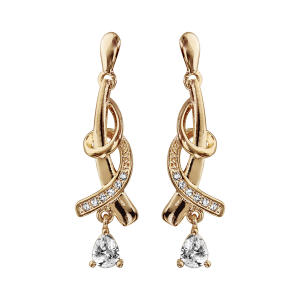 BOUCLES D'OREILLES TIGE PLAQUÉ OR OXYDES BLANCS SERTIS