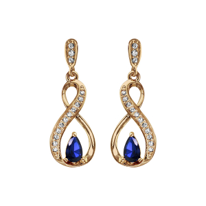 BOUCLES D'OREILLES TIGE PLAQUÉ OR PIERRE SYNTHETIQUE BLEU FONCE