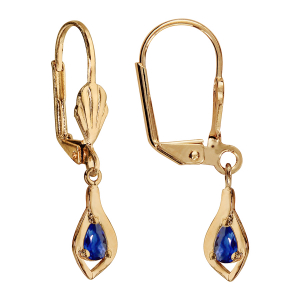 BOUCLES D'OREILLES PLAQUÉ OR DORMEUSE PENDANT BLEU FONCE