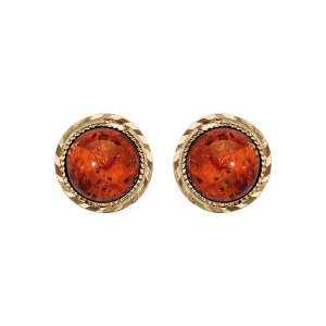 BOUCLES D'OREILLES TIGE PLAQUÉ OR AVEC PIERRE AMBRE VÉRITABLE