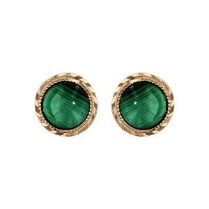 BOUCLES D'OREILLES TIGE PLAQUÉ OR AVEC PIERRE MALACHITE VÉRITABLE