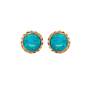 BOUCLES D'OREILLES TIGE PLAQUÉ OR AVEC TURQUOISE IMITATION