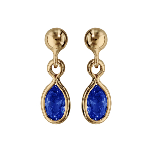 BOUCLES D'OREILLES TIGE PLAQUÉ OR CLOU NAVETTE BLEU FONCE