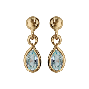 BOUCLES D'OREILLES TIGE PLAQUÉ OR CLOU NAVETTE BLEU CIEL