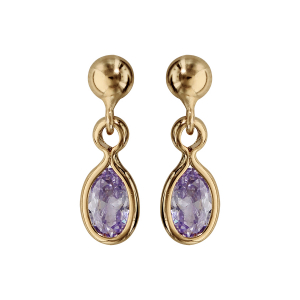 BOUCLES D'OREILLES TIGE PLAQUÉ OR CLOU NAVETTE VIOLET CLAIR