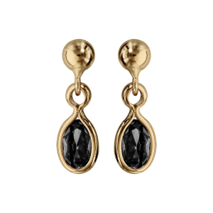 BOUCLES D'OREILLES TIGE PLAQUÉ OR CLOU NAVETTE NOIRE
